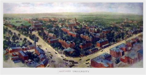 1906 Watercolor Painting Of The Landscape Of Harvard University Boston