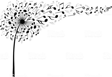 Music Dandelion Flower With Flying Musical Notes Vector Illustration
