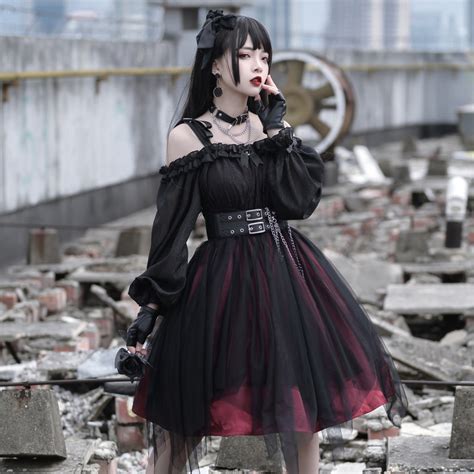 Lady Lolita Gothic Dress Ruffle Mesh Puff Sleeve Steampunk Cosplay