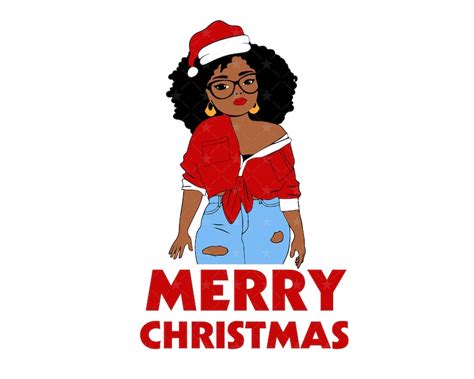 Afro Girl Merry Christmas Svg Black Queen Christmas Etsy