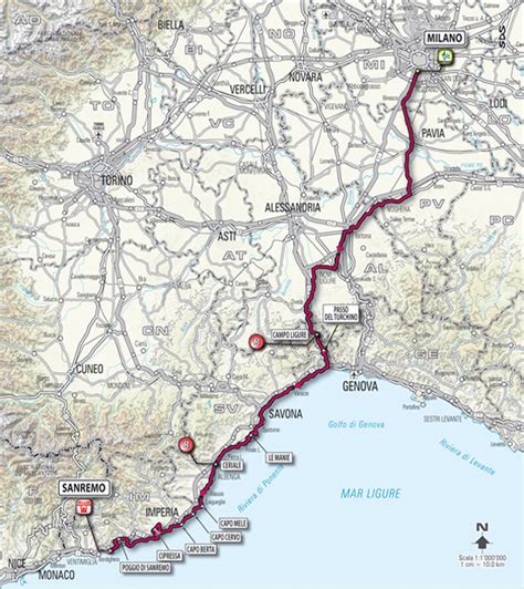 The route has been revealed and it is back to normal with the 299km route taking in the capo mele, capo cervo, capo. 2012 Milano-San Remo by BikeRaceInfo