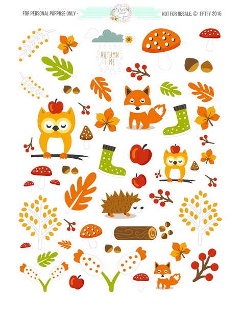 Free Cute Autumn Animal Clip Art And Planner Stickers Free Pretty