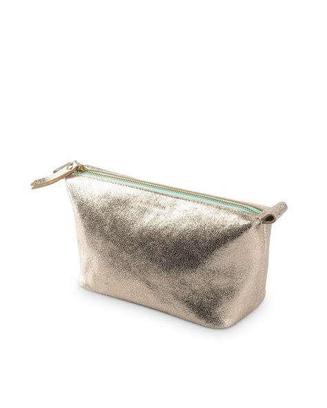 Oliver Bonas Zoya Slouch Gold Leather Make Up Bag In Metallic Lyst
