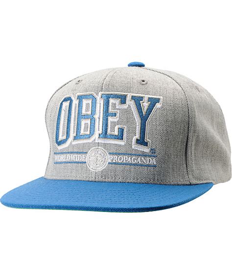 Obey Athletics Heather Grey And Blue Snapback Hat Zumiez