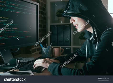 Stunning Hacker Woman In Action