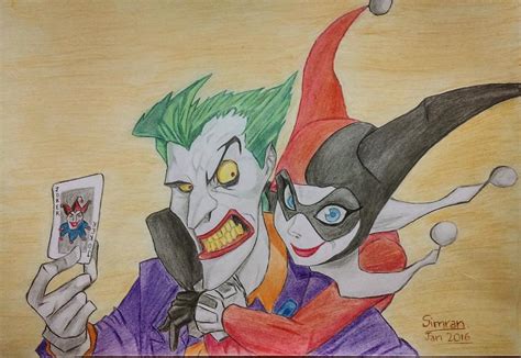 Joker And Harley Quinn Drawing By Simran Fine Art America