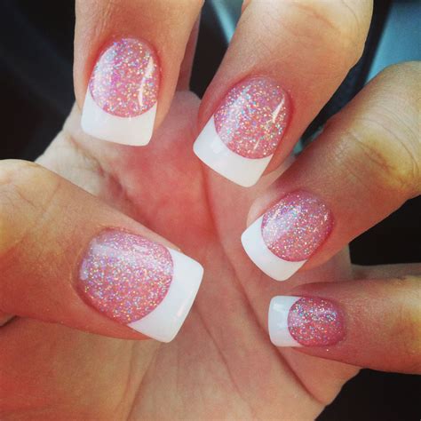 Get Glam With A Pink French Manicure And Glitter Add A Sparkle To Your Style Themtraicay