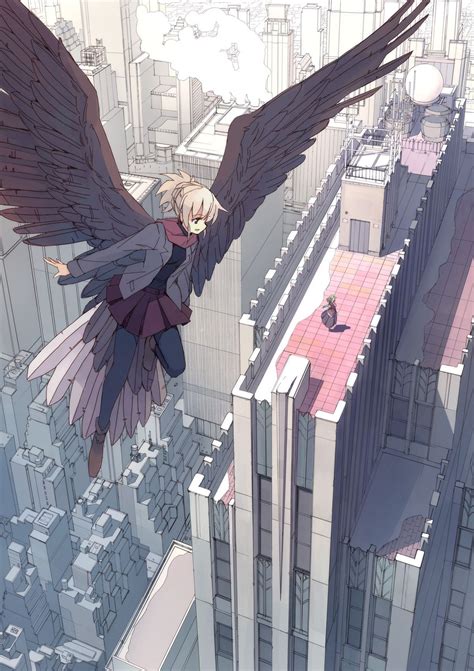Anime Girl With Wings Anime Scenery Pinterest Anime Bird Wings And Girls