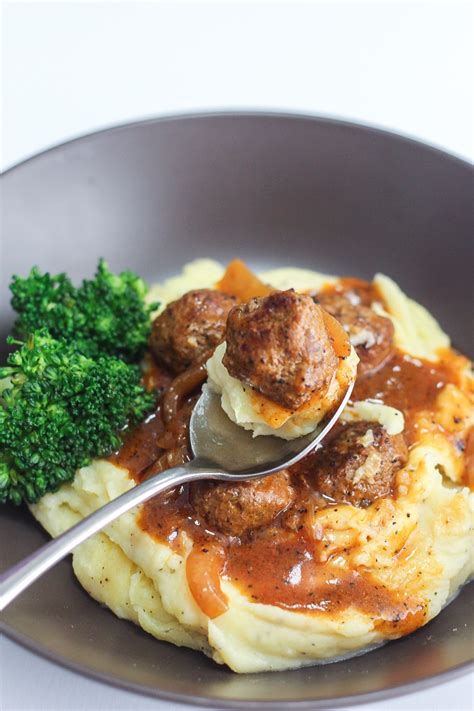 All these tasty recipes include easy to follow step by step photo instructions and nutritional information. Salisbury Meatballs and Mashed Potatoes