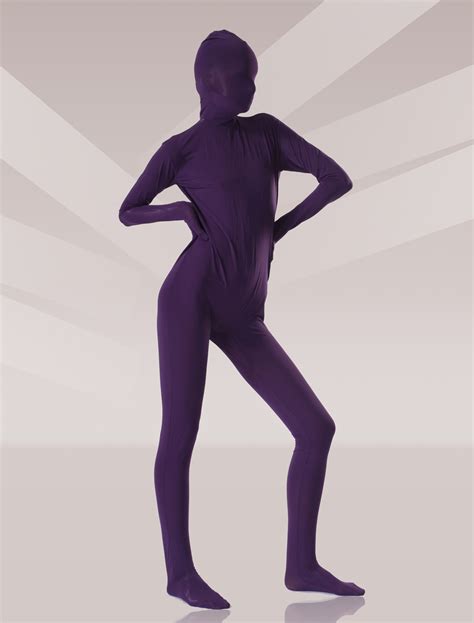 Morph Suit Dark Purple Lycra Spandex Fabric Zentai Suit Unisex Full