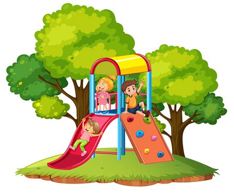 Children Play Slide At Playground 433231 Vector Art At Vecteezy