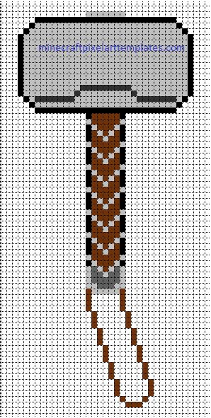 Thors Hammer Mjölnir Minecraft Pixel Art Pixel Art Pixel Art