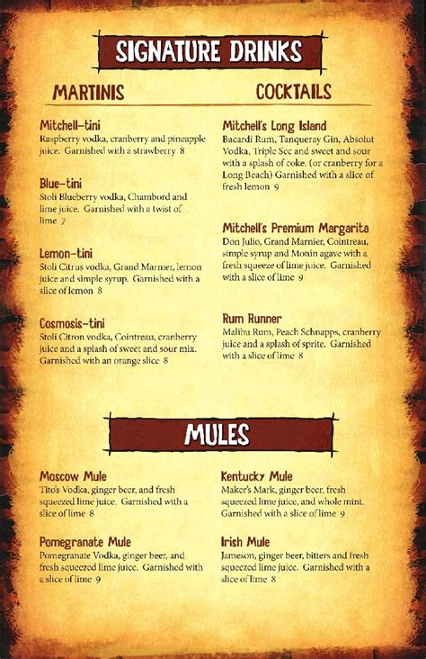 The extensive menu was impressive, and my simple selection most tasty. Mitchells Sports Bar and Grill Fort Wayne | Menu