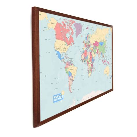 Framed Pinboard Map Of The World With A Write Onwipe Off Surface