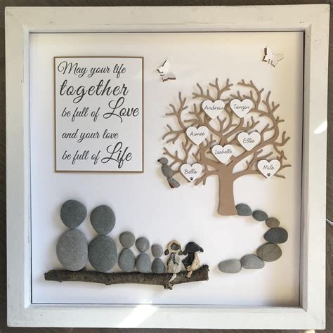 Pebble Art Family Tree Gallery wall home decor hand made to | Etsy in ...