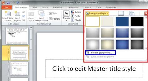 Custom Backgrounds For Slide Master And Layouts In Powerpoint 2010 For