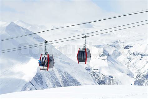 The Gondola Lift To The Ski Resort Stock Image Colourbox