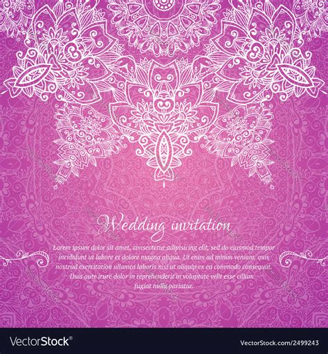 Pink Ornate Vintage Wedding Card Background Vector Image