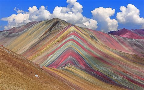 Download Rainbow Colored Mountain In Cusco Peru Wallpaper