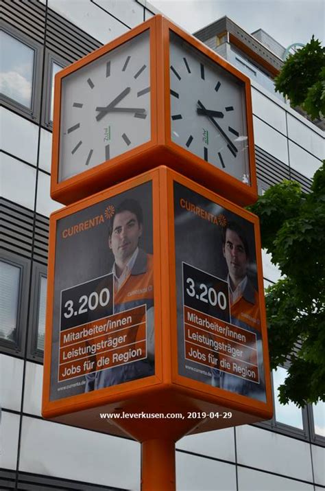 Service mit weitblick für eine nachhaltige entwicklung. Leverkusen, Bild: Currenta-Uhr