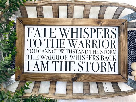 Fate Whispers To The Warrior Handmade Wooden Sign Etsy