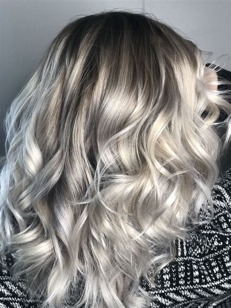 Rooted Blonde Platinum Blonde Curled Long Hair Curls For Long Hair
