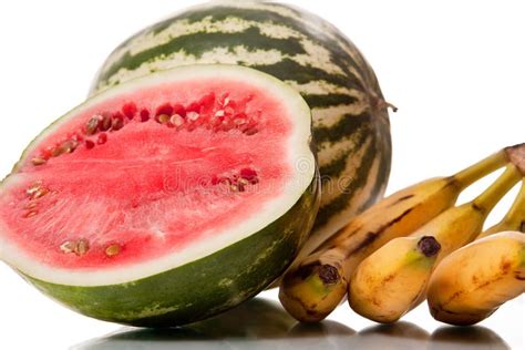 Watermelon And Bananas Isolated Stock Image Image Of Juice Dieting 15043081