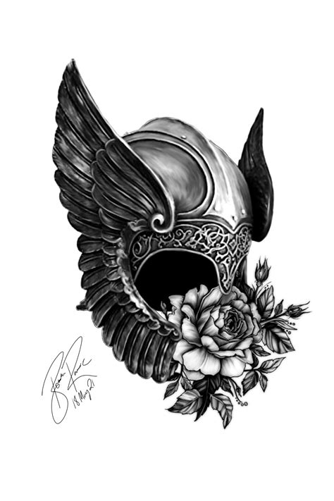ArtStation - Valkyrie Helm (tattoo B&W)