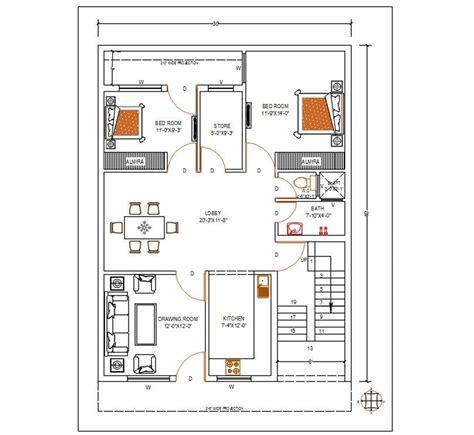 2 Bhk Ground Floor Plan Layout Floorplansclick
