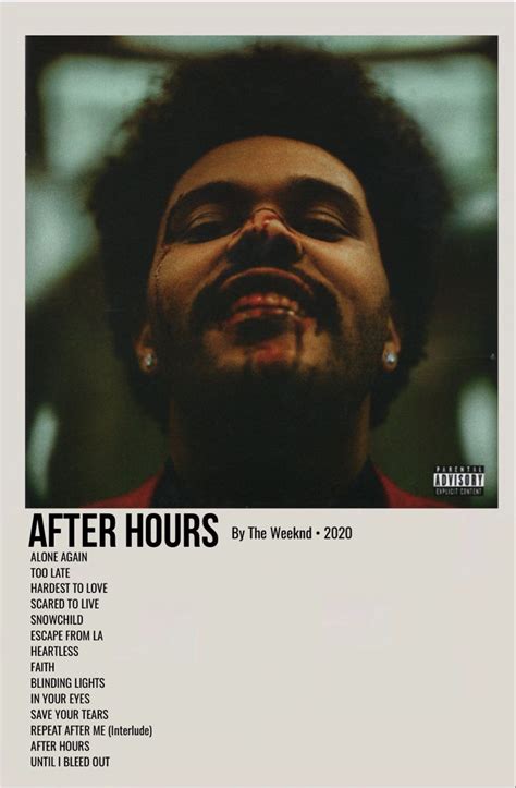 After Hours The Weeknd Poster The Weeknd Album Cover Music Album Cover