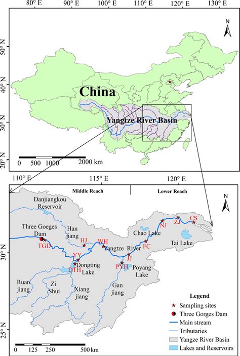 A Map Of The Yangtze River Basin In China Showing The Study Sites B