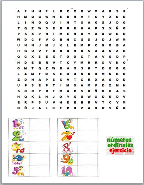 Sopa De Letras Números Ordinales Elementary Spanish Preschool
