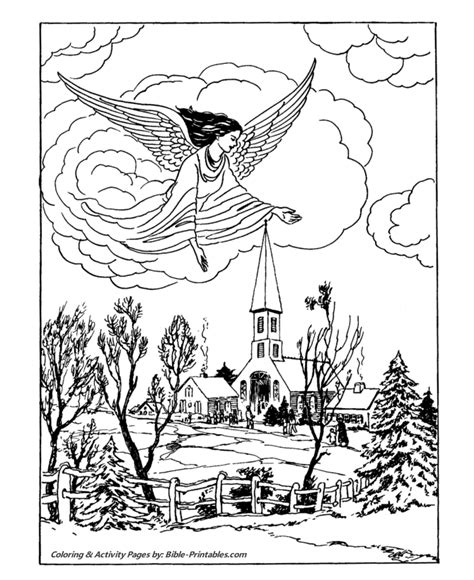 Classic Christmas Coloring Pages Angel Watching Christians