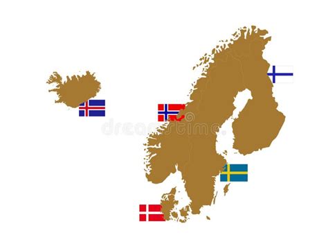 Karten Der Nordischen Länder Und Flaggen Die Nordischen Länder Oder