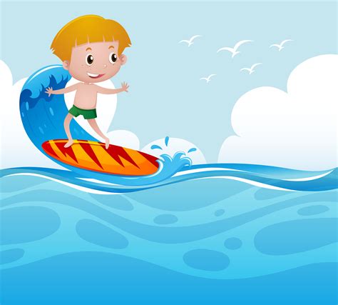 Boy Surfing On The Wave 381773 Vector Art At Vecteezy