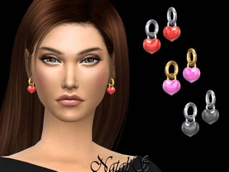 The Sims Resource Enamel Heart Earrings By Natalis • Sims 4 Downloads