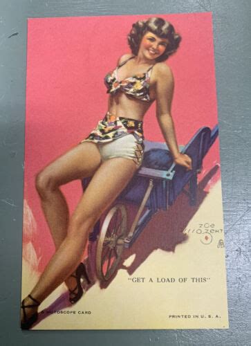 vintage 1940 s mutoscope card pin up girl risqué “get a load of this” ebay
