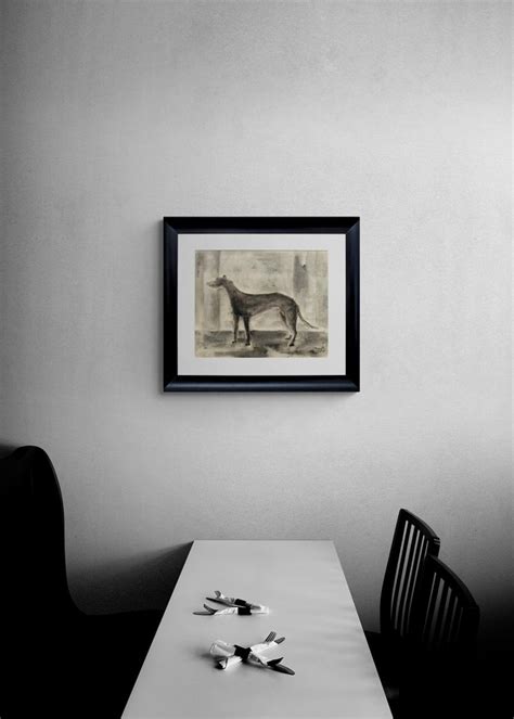 Charles Ragland Bunnell Black Dog 1960s Framed Modernist Oil