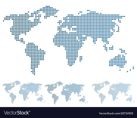 World Map In Pixels Royalty Free Vector Image Vectorstock