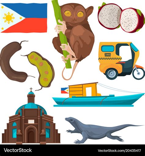 landmarks and traditional symbols philippines vector image