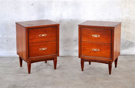 Perfectly scaled to tuck between chairs or beside the bed as a nightstand, its three drawers offer generous storage and open with. SELECT MODERN: Pair of Mid Century Modern Nightstands ...