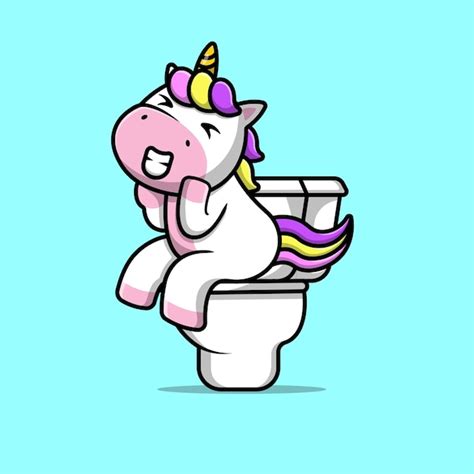 Premium Vector Cute Unicorn Poop On Toilet Cartoon Vector Icon