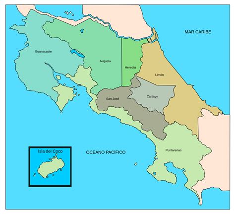 Mapa Político De Las Provincias De Costa Rica Mapas Políticos Atlas