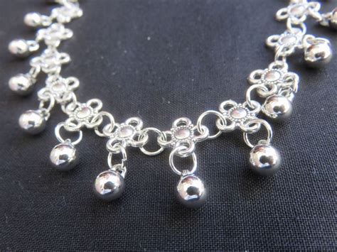 bracelet de cheville, couleur argent, style indien | Bracelet cheville