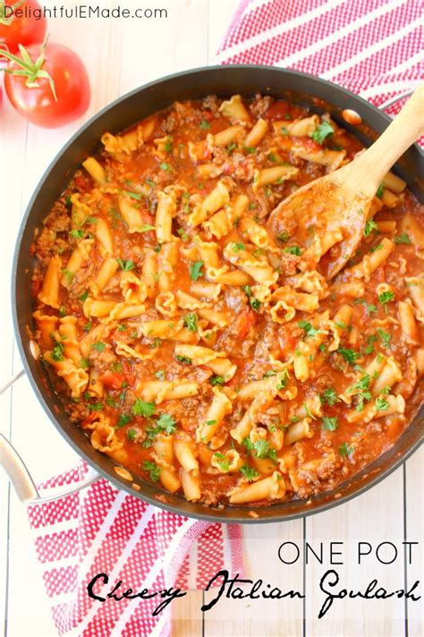 Give ground beef the stroganoff treatment by combining it with sauteed mushrooms and rich cream. One Pot Cheesy Italian Goulash - Delightful E Made