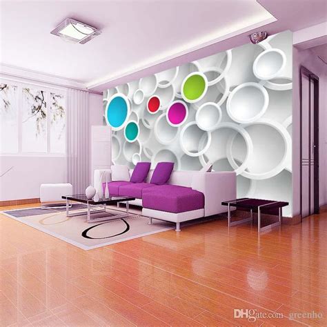 Modern 3d Wallpaper Personalized Custom Photo Wallpaper Colorful Circles Wall Mural Room Decor