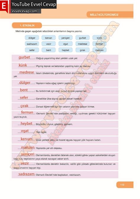 7. Sınıf Özgün Yayınları Türkçe Ders Kitabı Sayfa 109-113-114-115-116 Cevapları | Ödev Zamanı