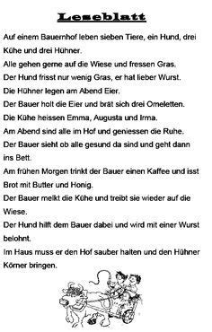 Schuljahr sollten kinder auch längere texte problemlos und. Berufe: Der Bauernhof 08 (Lesetext) | Bauernhof tiere ...