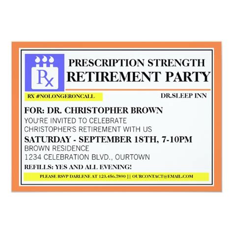 When i didn't receive response to my request, i struggled to decipher the instructions and created printable pattern for the cap top. Fun Prescription Label Retirement Invitations | Zazzle.com