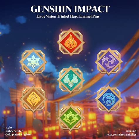 Genshin Impact Liyue Vision Trinket 15 Enamel Pins Etsy